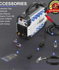 Dual Voltage Plasma Cutter For 120 Volt And 240 Volt Systems 60 Amp Portable Metal Cutting Machine With Torch And Tips Clean Cut IGBT Inverter Handles Up To One Half Inch Auto Voltage Detection And Preinstalled Air Regulator Upgraded 2025 Model shown with accessories including power adapter, torch, and clamps.