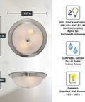 Reedley Two-Light Flush Mount Ceiling Light 13-Inch Fixture With White Alabaster Glass And Satin Platinum Finish dimensions chart