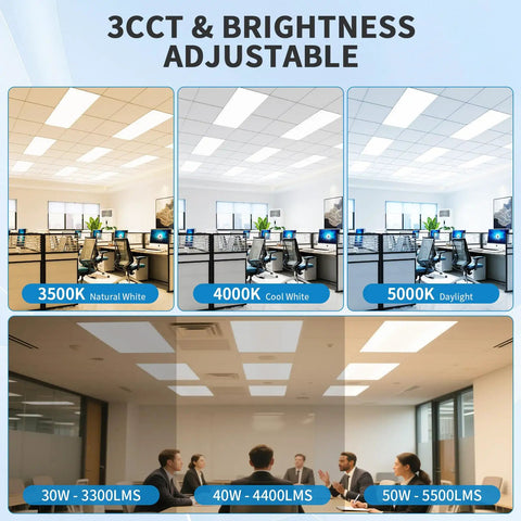 24 Pack 2x4 LED Flat Panel Light For Drop Ceiling With 0-10V Dimmable And Selectable 3500K/4000K/5000K, office settings