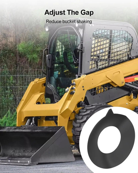 Beef Up Bucket Pin Shim Kit For Excavator And Skid Steer 110mm Pins 2mm Thick Gap Spacer Gasket To Tighten Up Joints On Heavy Equipment Fits Caterpillar Bobcat John Deere Case Kubota And More, rubber spacer shown on skid steer