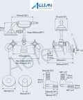 Diagram of Polished Chrome Tub Filler And Wall Mount Faucet Set With Handheld Shower Sprayer And Tub Spout Double Cross Handles