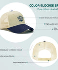 Yacht Vibe Womens Adjustable Sport Trucker Hat With Low Profile Fit Six Vent Eyelets Lightweight Breathable Comfort Distressed Look For Weekend Relaxing Family Pics Errands And Easy Everyday Style, side and back view.
