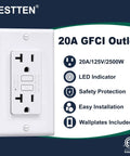 GFCI Outlet 20 Amp Slim Design Pack Of 10 With LED Indicator And Wall Plate Included ETL Certified Non Tamper Resistant GFI Safety