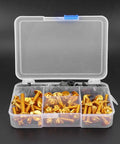 Aluminum M5 Fairing Screw Kit For Sportbikes 177 Piece Set With Washers Universal Fitment Gold Color Durable Hardware For Replacement Panels And Easy Install On Most Bikes, open organizer case