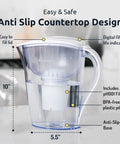 High PH Alkaline Water Filter Pitcher With 15 Cup Capacity, BPA Free Plastic, shown with anti-slip base and digital filter indicator