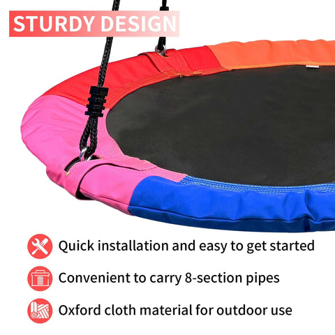 40 Inch Saucer Tree Swing For Kids With 900D Oxford Waterproof Fabric And 900 Lb Weight Capacity, Adjustable Straps, colorful design