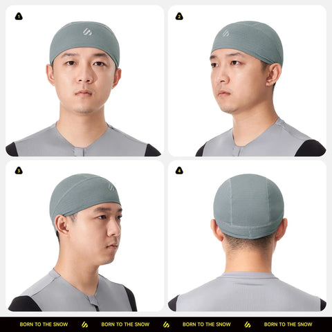 Three Pack Skull Caps For Men And Women, Stay Cool With Cooling Sweat Wicking Head Wraps For Welding And Cycling shown worn