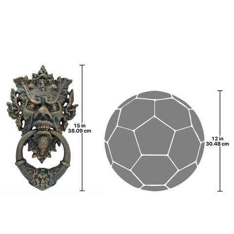 Vecchio Greenman Authentic Iron Door Knocker In Verdigris Hand Finished Cast Iron With Vintage Bronze Look Rustic Home Accent That Pops Durable Door Accessory Also Doubles As Towel Rack Or Curtain Tieback