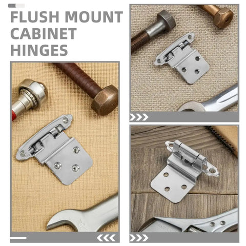 Soft Close Kitchen Cabinet Hinges 4 Pack Hidden Flush Mount Iron Construction for Cabinet Doors