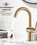 Champagne Bronze Single Handle Bathroom Faucet One Hole Vanity Sink With Lead Free Certified Design and Slick Aerated Flow for Zero Fuss Daily Routines and Top Shelf Modern Home Updates with eco-friendly aerator and streamlined water flow.