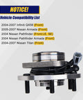 Side view of Front Wheel Bearing Hub Assembly Direct Fit For Infiniti QX56 2004 2005 2006 2007 And Nissan Armada Pathfinder.