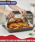 Wrapping roasted chicken with Heavy Duty 18 Inch Wide Aluminum Foil Roll, 500 Feet, Food Safe, Tear Resistant for Cooking, Grilling
