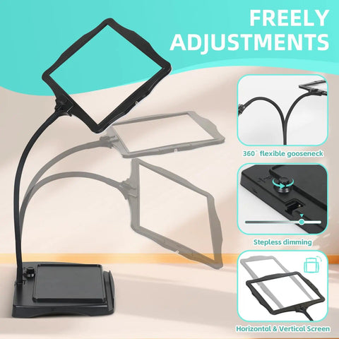 Hand Free Magnifying Glass With Light On Stand, 50 Ultra Bright LEDs, Large 9x6 Inch Magnifier, 360 Degree Flexible Gooseneck shown