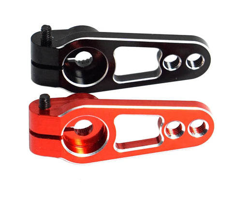 2Pcs Metal 25T Servo Horn 25 Teeth Spline Steering Arm Rocker For RC Cars And Rigs in black and red aluminum