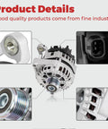 12V 130 Amp Car Alternator For Cruze Eco LT LTZ 2012 2013 2014 2015 2016 1.4L CW Rotation With 5 Groove Clutch Pulley Replaces 13581891 13588290 13597227 95939944 1209 close-up