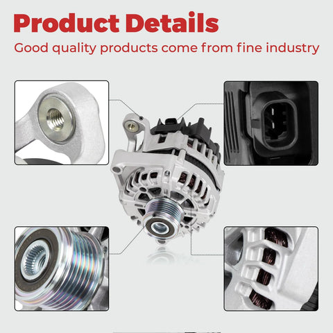 12V 130 Amp Car Alternator For Cruze Eco LT LTZ 2012 2013 2014 2015 2016 1.4L CW Rotation With 5 Groove Clutch Pulley Replaces 13581891 13588290 13597227 95939944 1209 close-up