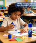 Child using All Purpose Office Glue Sticks 6g Pack Of 30 Purple Goes On Dries Clear for school art project
