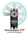 45Kg Brushless RC Servo With Metal Gear High Torque For 1/10 Scale Crawlers 270 Degree Travel showing running degree