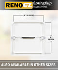 No Sweat 8X8 Inch Drywall Access Panel Tool Free Install Spring Loaded Wall Hole Cover with dimensions and textured surface.