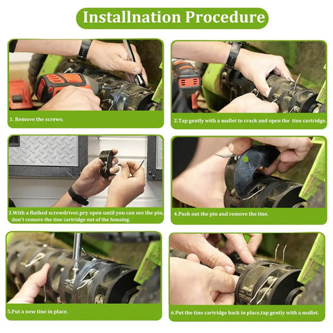 Installation process of 36 Pack Dethatcher Tines Replacement Compatible With Greenworks 27022 And 2500600G