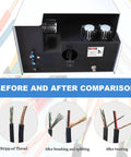 Before and after comparison showing Heavy Duty Pneumatic Wire Stripper Machine With Automatic Clamping for 5-60mm Cables results.