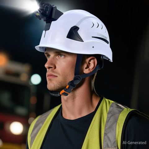Rechargeable Headlamp For G2C Type II And G2E Hard Hats Dual Mode Front Clip Light With Built In 1800mAh Battery on helmet