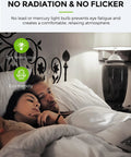 Couple relaxing in bed with lamp using Three Way LED Light Bulbs 50 100 150W Equivalent, Daylight White 5000K A19 LED