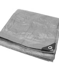 Heavy Duty Camping Tarp 8x10 Feet Weatherproof Shelter For Outdoors, Thick 4 Mil Tear Resistant Tarp, folded silver fabric