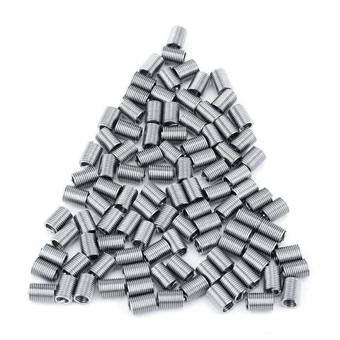 100 M4 Stainless Steel Thread Inserts for damaged holes, coiled helical screws for aluminum or magnesium repair.