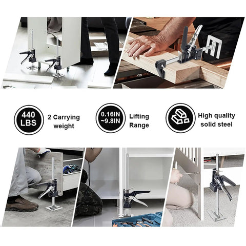 Heavy Duty Furniture Lifter Jacks 2 Pack, 15.5 Inch Portable Arm Hand Lifting Tool For Cabinets And Furniture Installations