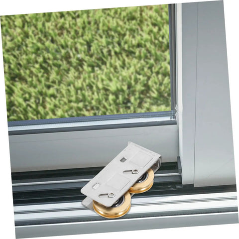 Get Your Track Setup Running Like Butter With These Heavy Duty Sliding Door And Window Pulleys Crafted From Premium Stainless Steel And Fitted With Dual Copper Wheels For Effortless Everyday Glide installed in window track.
