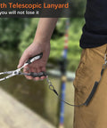 Person holding Needle Nose Fishing Pliers With Hook Remover And Lanyard, Stainless Steel Saltwater Multitool, secured by a lanyard