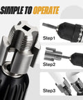 Dual Function Pipe Threading Tool With Integrated Internal And External Threads For PVC And PPR Pipes, Drill Powered Pipe Threader Kit showcasing operational steps