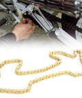 Heavy Duty 48 Link 420 Drive Chain For Off Road Motorcycles shown with installation on motorcycle