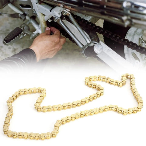 Heavy Duty 48 Link 420 Drive Chain For Off Road Motorcycles shown with installation on motorcycle