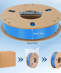 Blue spool of Silk PLA 3D Printer Filament, dimensions shown, part of 6 Color Set In Gold Silver Red Green Blue Purple, 250g each