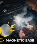 Flexible LED BBQ grill light with magnetic base illuminating car engine work.