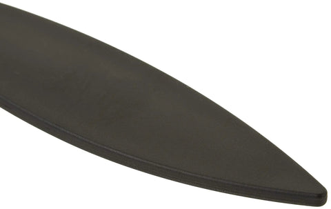 Close-up of Realistic Kukri Trainer for Safe Practice and Drills, blade tip, 12-Inch Blade, Santoprene Handle, Black Finish