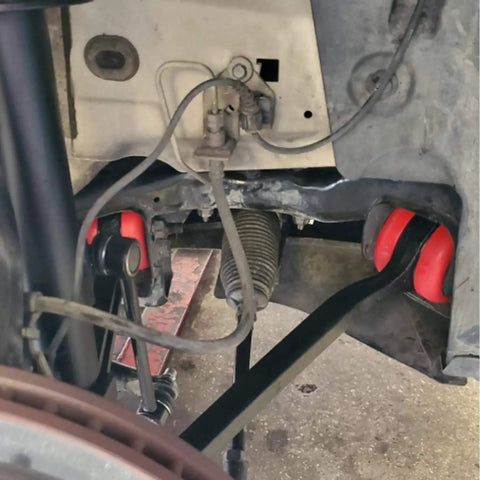 Complete Front Rear Upper Lower 20 Piece Suspension Control Arm Kit With Heavy Duty Bushings Heat Treated Ball Joints Dodge Charger Rwd Busted Suspension Fix 2005 Through 2010 installed undercarriage view