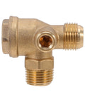 Copper One Way Check Valve For Air Compressors 20mm Connector Quiet Industrial Pro Grade Spare Part With Three Port Tee For Flexible Pipe Connections In Workshop Use Anti Backflow Safety brass valve side view with threaded tee connector