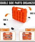 Double Sided 34 Compartment Parts Organizer With Removable Dividers 2 Pack Heavy Duty Storage Case for DIY Projects