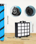Soft Brushroll Filters Replacement Parts and Accessories for Shark Vertex DuoClean PowerFin Upright Vacuum AZ2002 AZ2000 AZ2000W Part 1483FC2000 XHFA2000 and XFFKAZ2000 for Easy Upkeep and Boosted Cleaning Performance shown with dimensions.