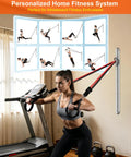 Woman using Built Like A Tank Wall Mount Resistance Band Anchor Rack - Heavy Duty Aluminum Home Gym Bracket for workouts.