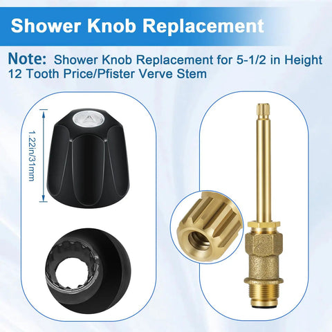 Dope Matte Black Tub Shower Trim Kit 3 Piece Set With Bath Spout Replacement Shower Knobs For Pfister Verve 3-Handle 1/2 Inch