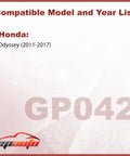 Honda Odyssey Engine Air Filter 2011 To 2017 3.5L V6 Rigid Panel Replacement compatibility list display