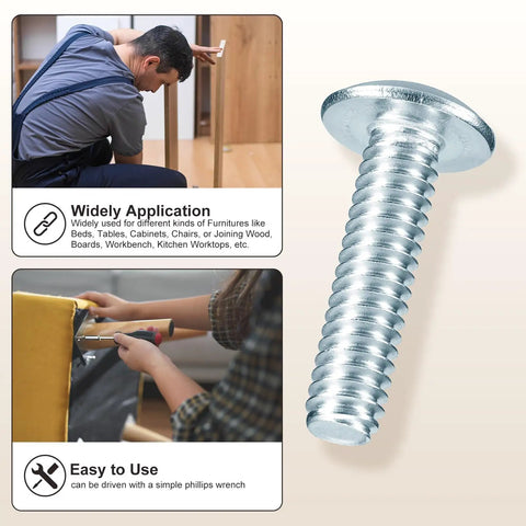 Top Shelf Steel Phillips Head Machine Screws No 10-24 By Half Inch 100 Pack Heavy Duty Furniture Bolts for DIY joining wood and furniture.