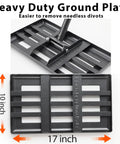 Heavy Duty Lawn Leveling Rake with 17x10 inch ground plate shown in angled and top view for smoothing lawns