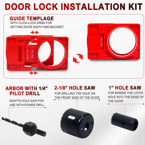 Heavy Duty Aluminum Door Hinge Jig And Game Changing Lock Installation Kit With Dead On Precision Router Template for door lock installation.