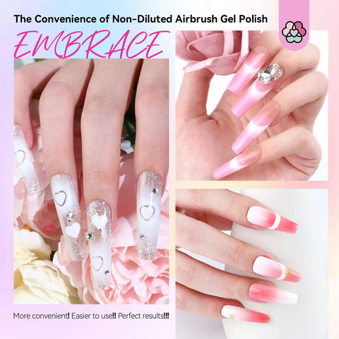 Airbrush Gel Nail Polish Set With 24 Hema-Free Non-Acetone Colors For Gradients And Layered Nail Art, High Color Saturation