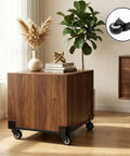 Four Pack 2 Inch Side Mount Casters With Silent Fixed L Bracket Wheels under wooden cabinet, enhancing mobility without noise.